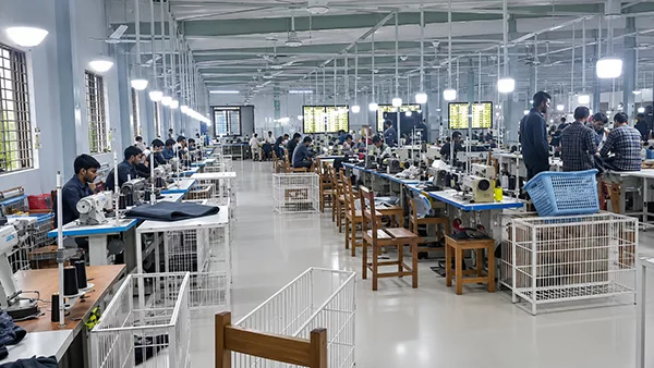 The stitching floor at QST International in Sialkot