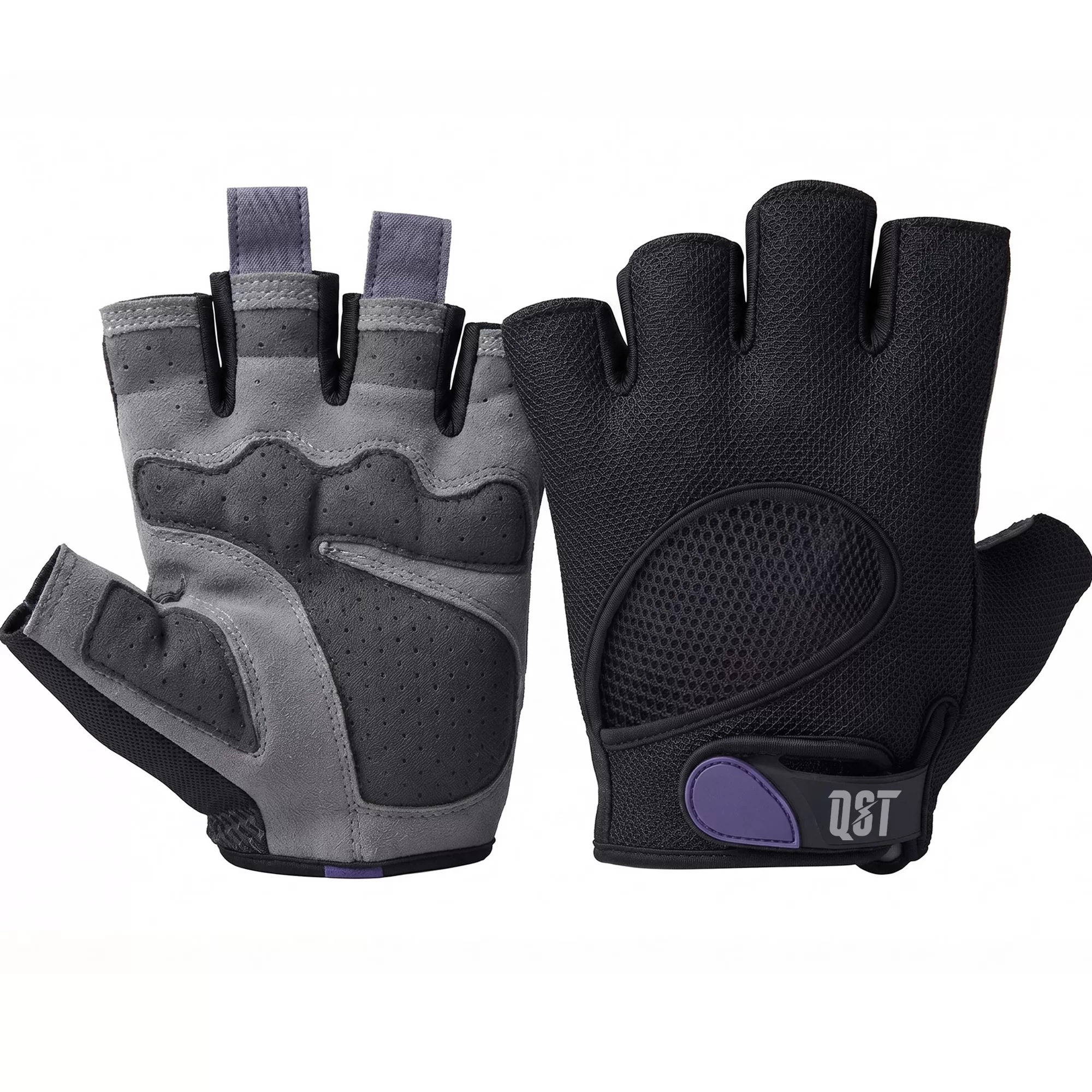 QST-3753 black and grey weightlifting gloves for cycling and spinning