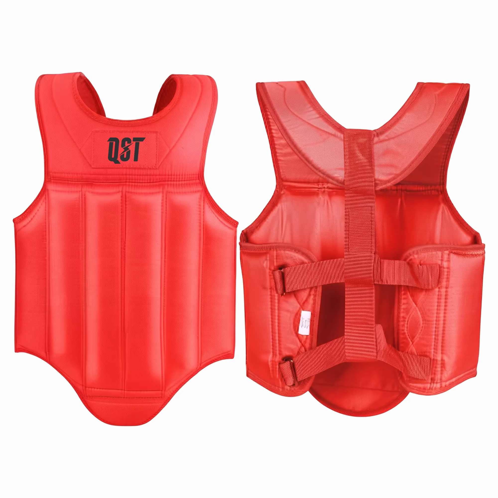 Untitled-12 Red boxing belly pad with black side panels and QST logo