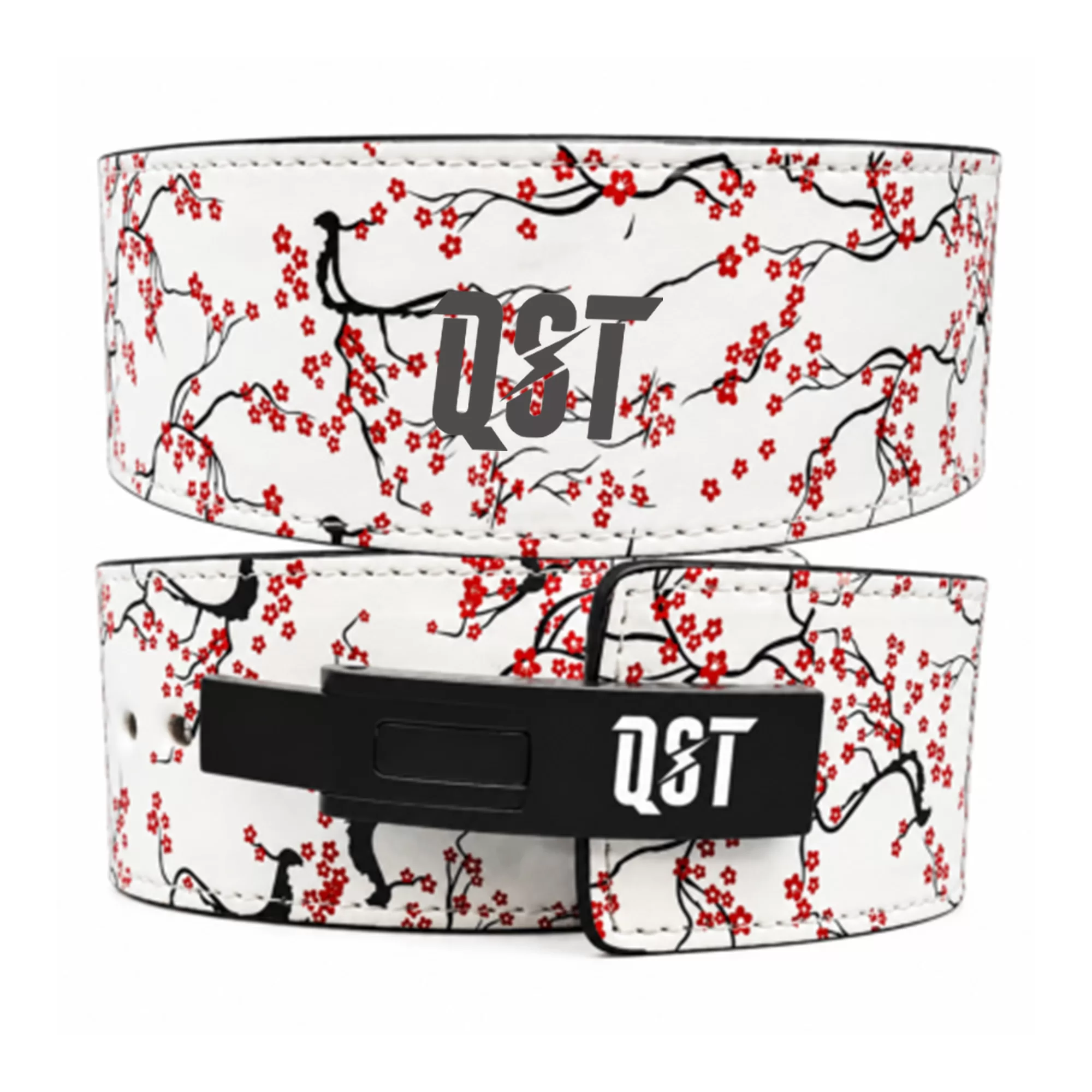 A3.webp Cherry Blossom Print Leather Lever Belt - Image 1