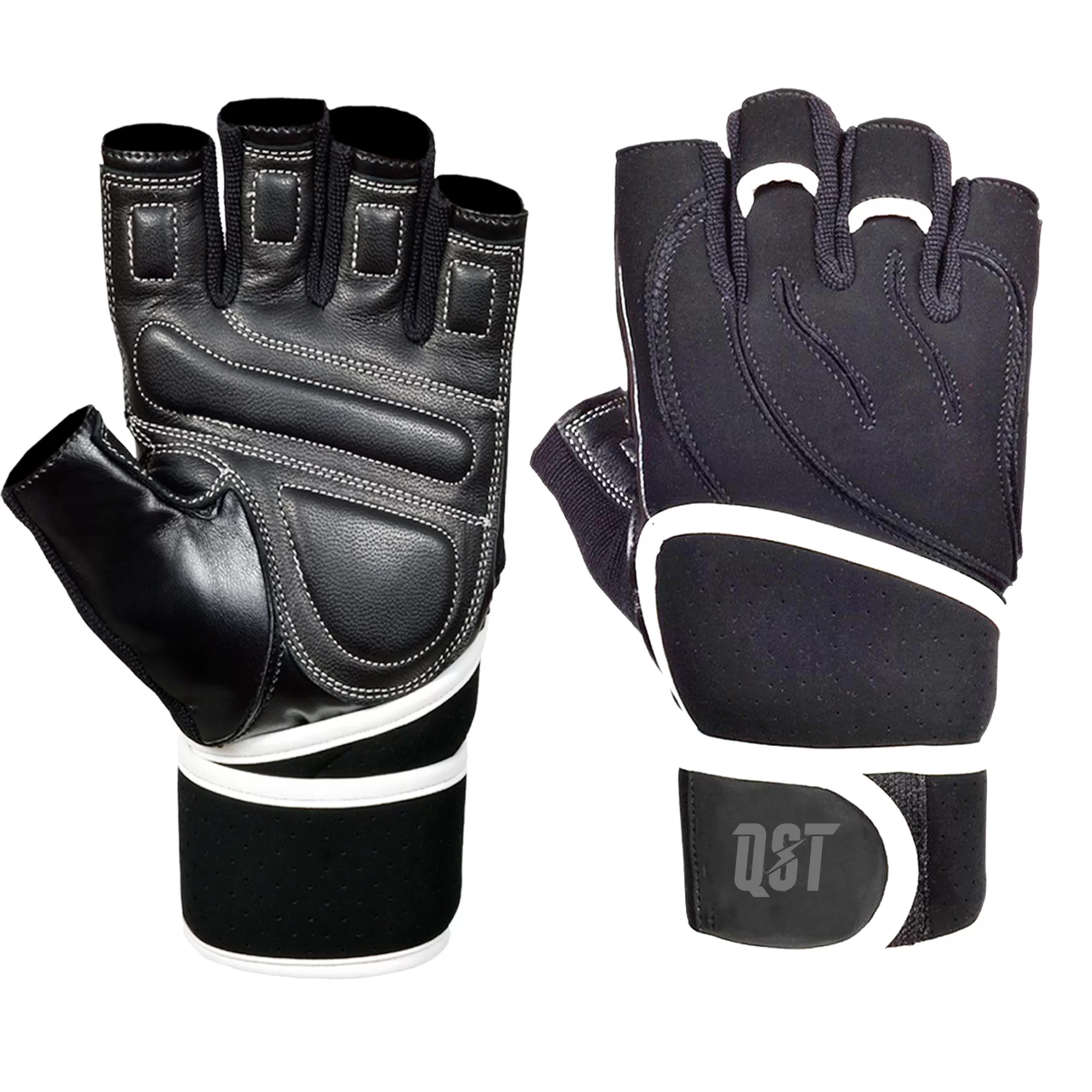 QST-3731.webp White Piping Men's Weightlifting Gloves - Image 1