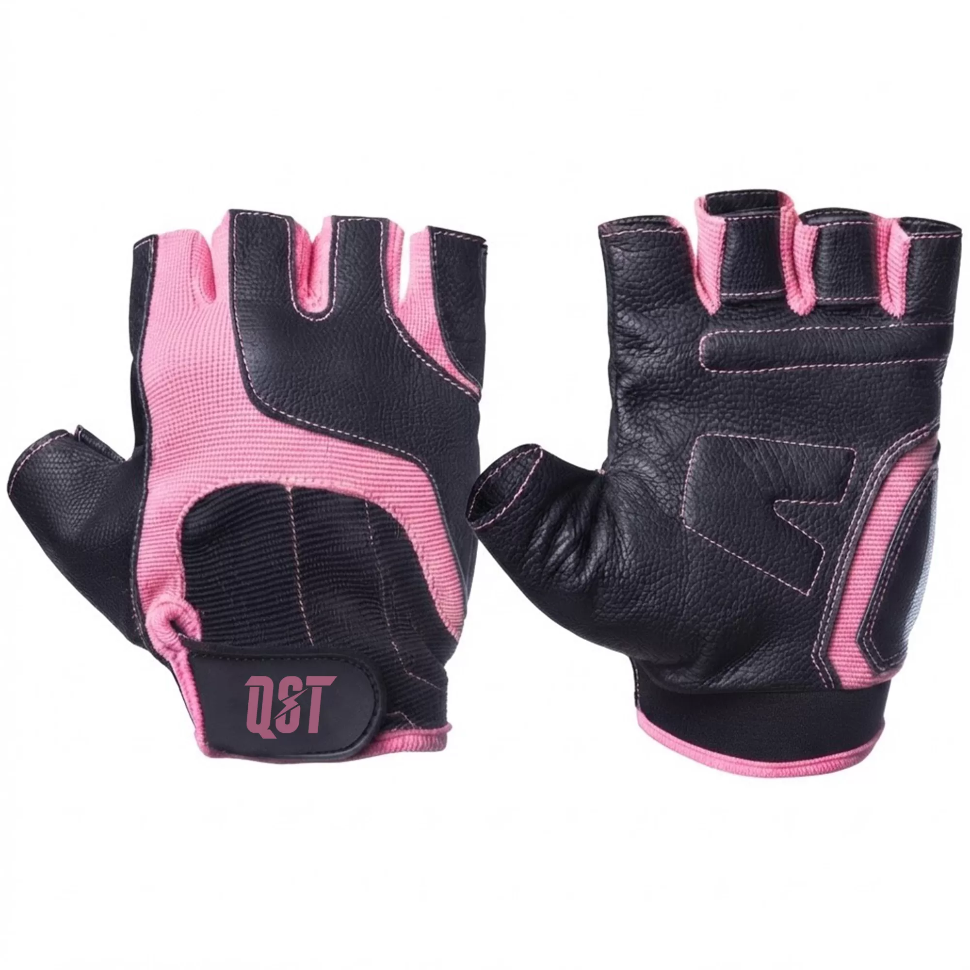 QST-3755.webp Charcoal and Pink Women's Weightlifting Gloves - Image 1