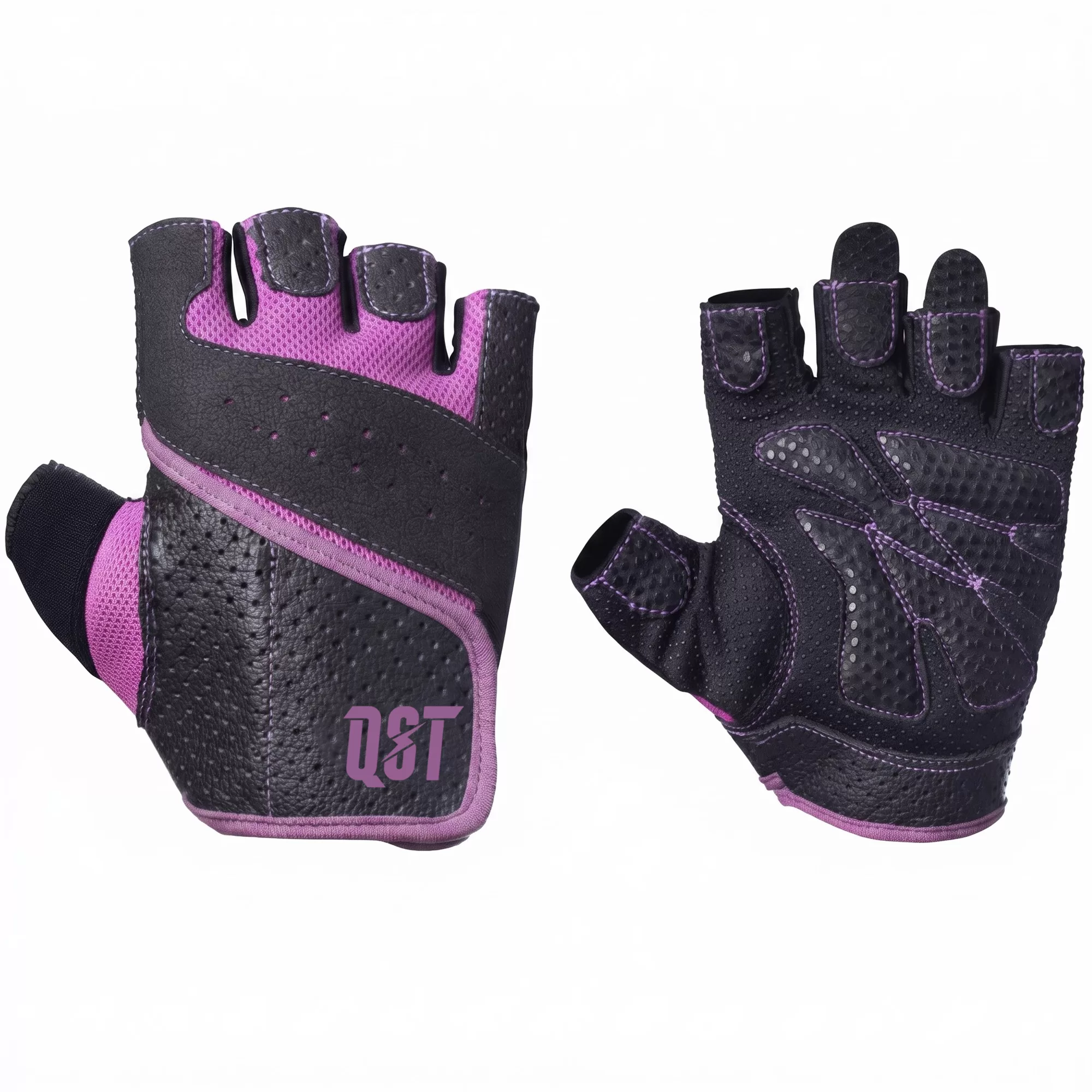 QST-3757.webp Charcoal and Purple Women's Weightlifting Gloves - Image 1