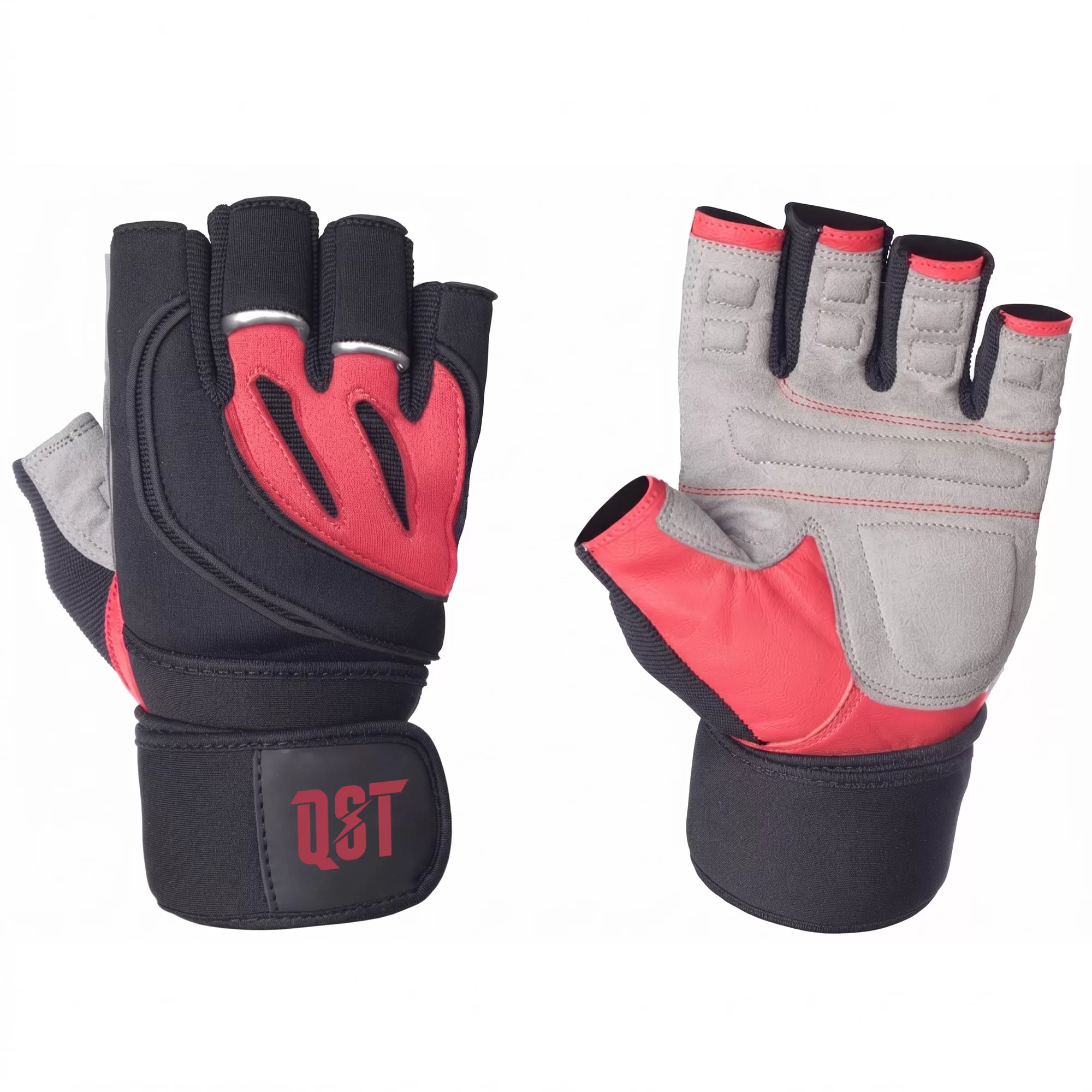 QST-3758.webp Charcoal and Red Women's Weightlifting Gloves - Image 1