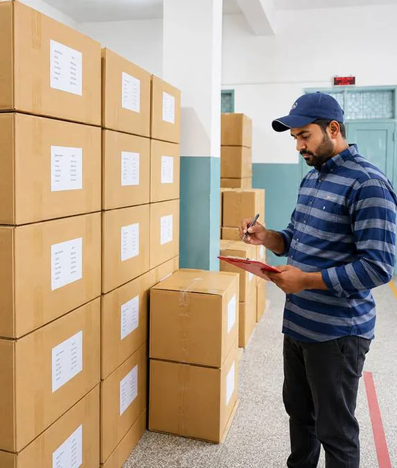 Export cartons counted and checked before shipment