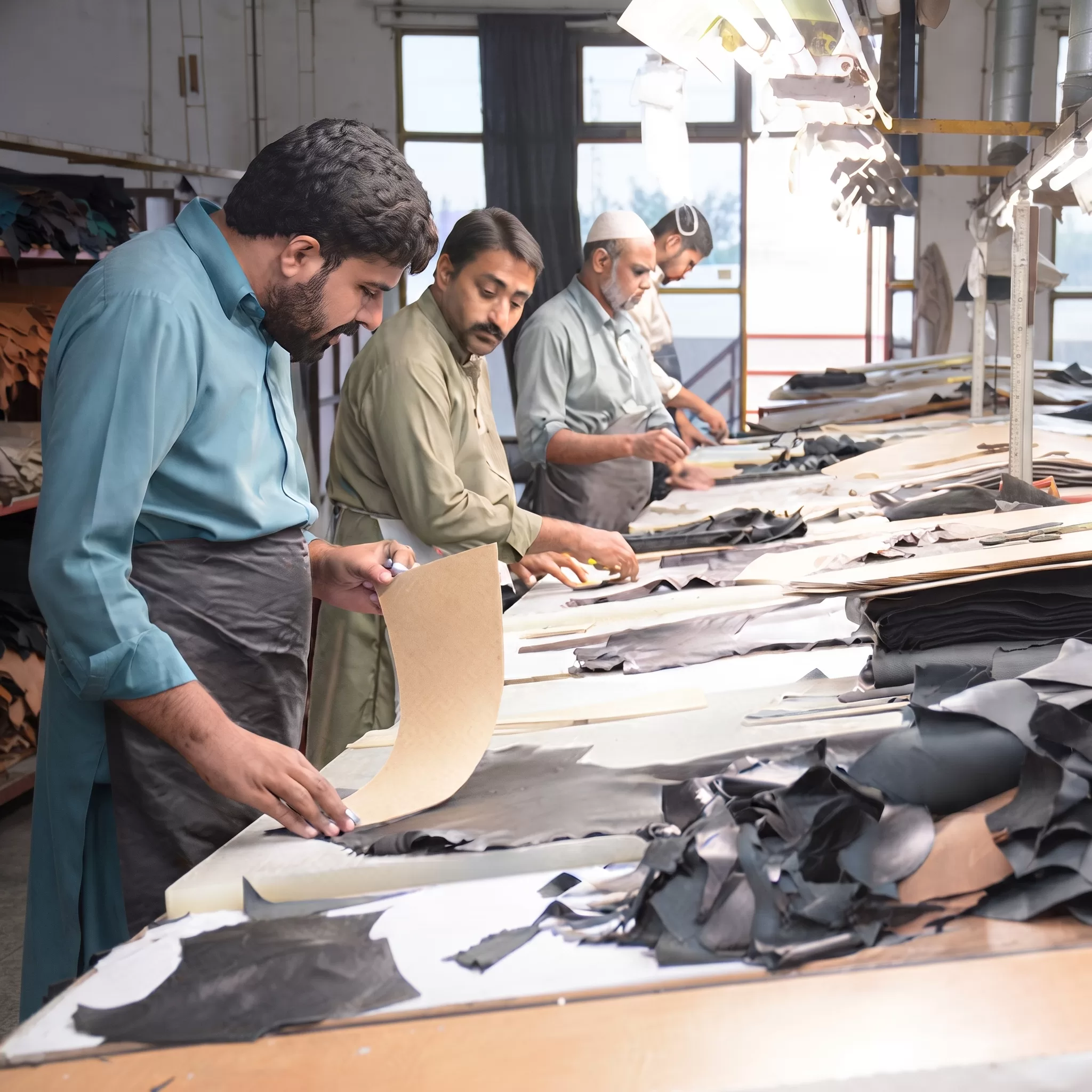 Worker checking the material quality