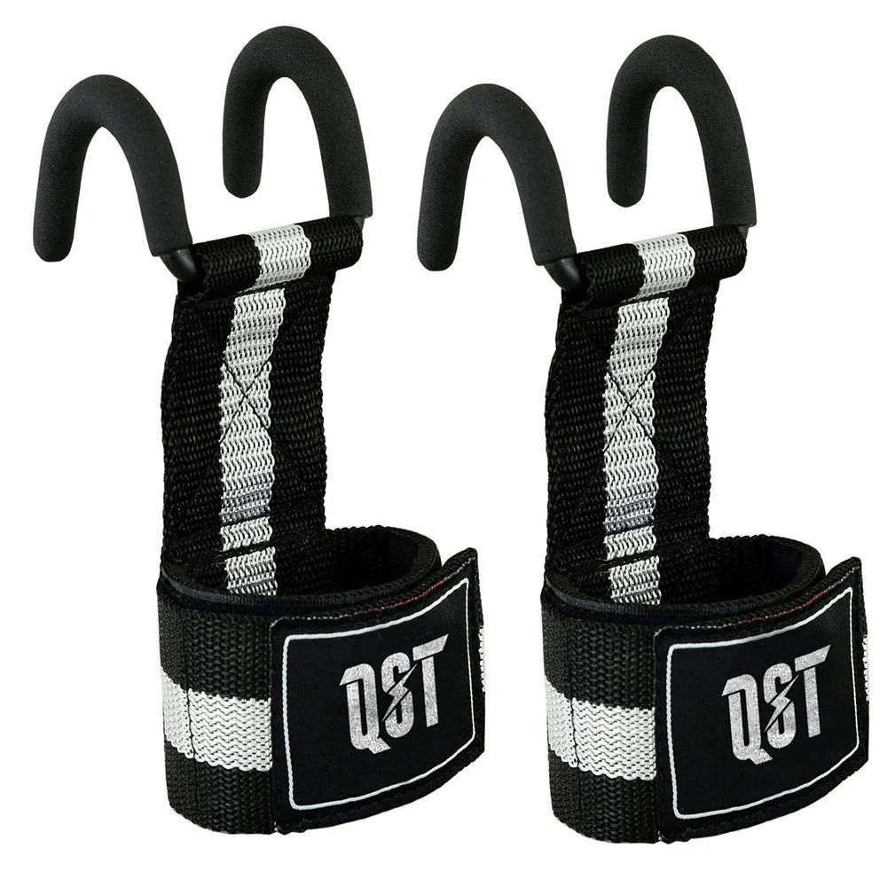 weightlifting-hook-10.jpg Steel Lifting Hooks with Padded Wrist Straps, Black - Image 1