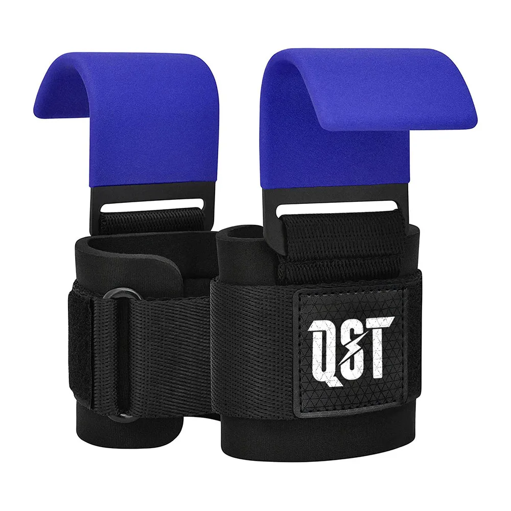 weightlifting-hook-8.jpg Weightlifting Hooks, Blue Steel with Neoprene Wrist Strap - Image 1